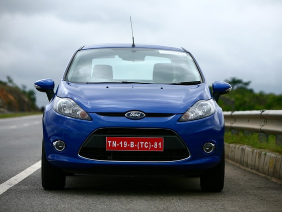 The new Ford Fiesta for India is available in Diamond White Chill metallic
